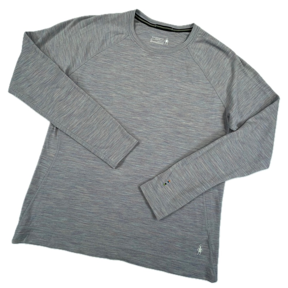Smartwool Merino 250 Base Layer Crew XL Gray Heather Wool Hiking Travel Outdoor